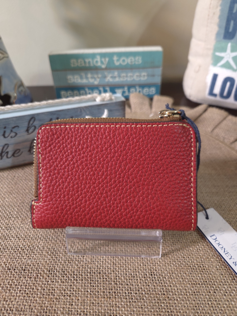 NWT Dooney & Bourke Red Pebble Leather Slim Wallet - Picture 3 of 6
